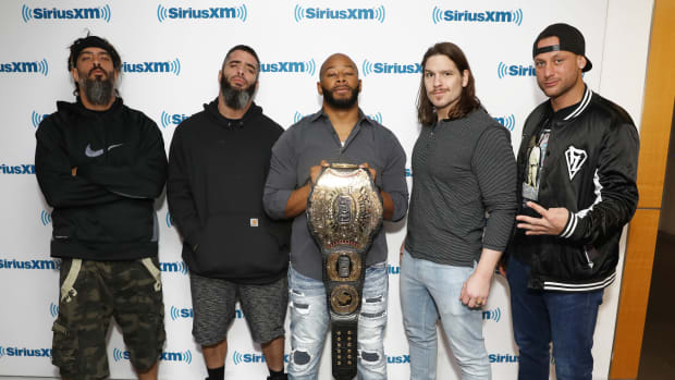 NEW YORK, NY - APRIL 04:  Wrestlers Jay Briscoe, Mark Briscoe, Jay Lethal, Dalton Castle and Matt Taven visits the SiriusXM Studios on April 4, 2019 in New York City.  (Photo by Cindy Ord/Getty Images)