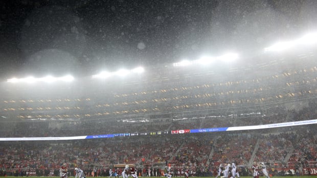49ers fans are drenched in water tonight.