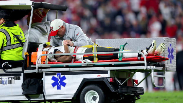 Russell Gage carted off the field.