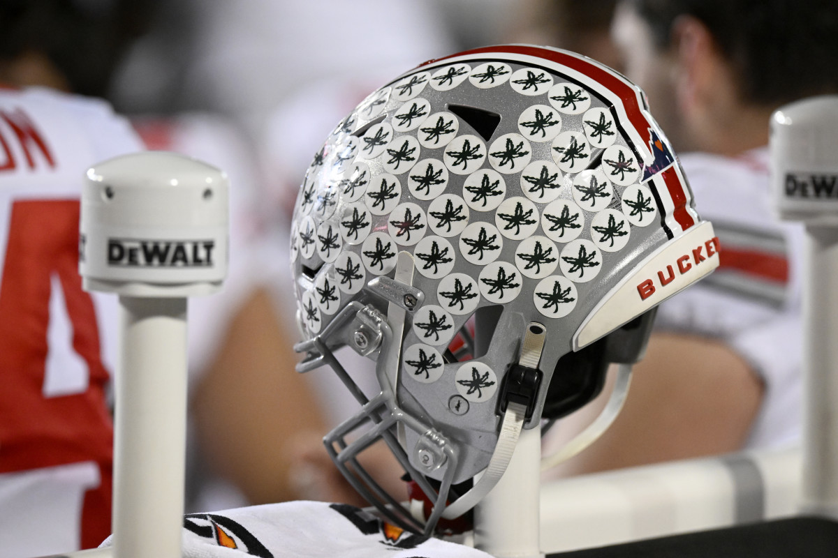 A view of an Ohio State helmet against the Maryland Terrapins.